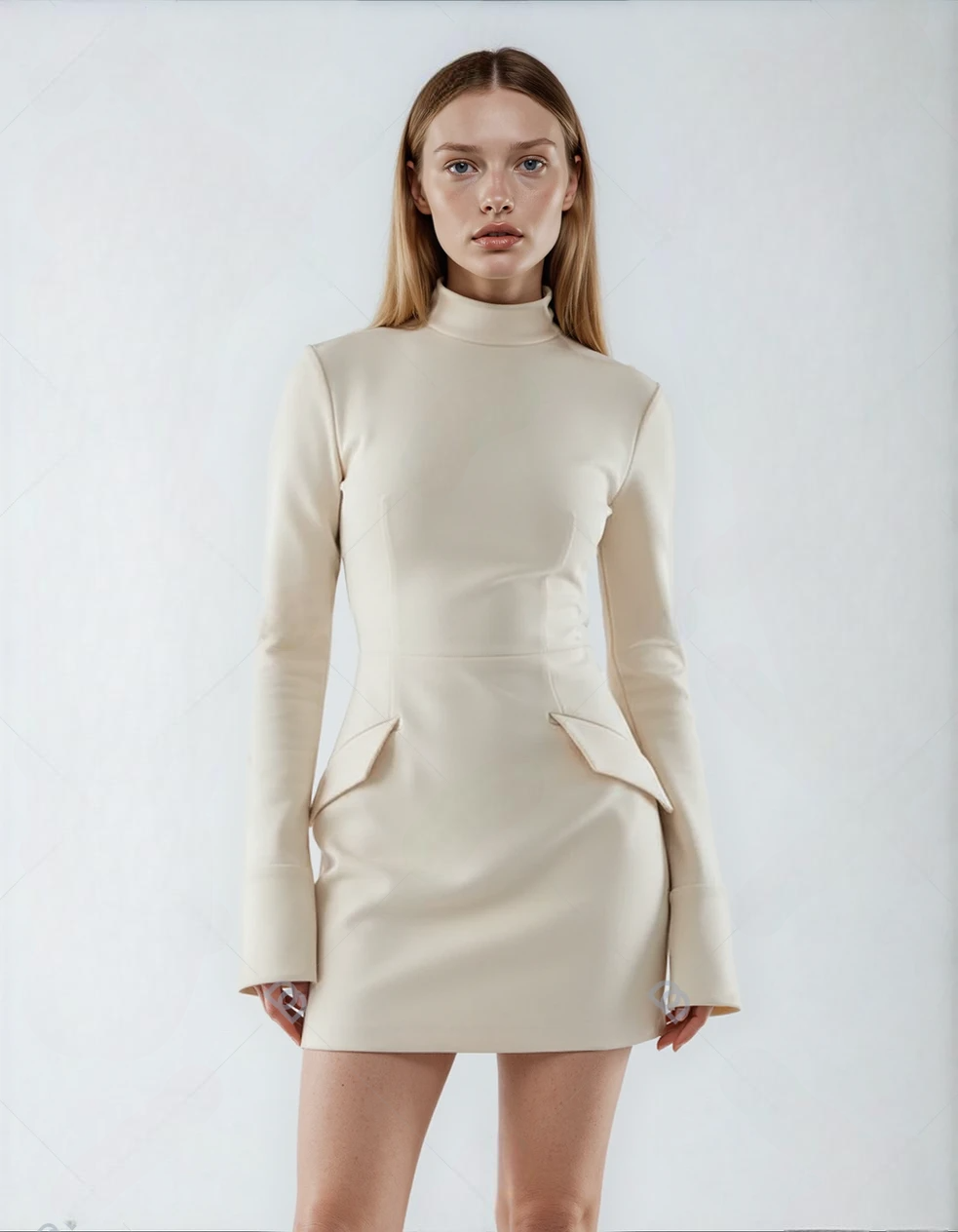 taupe bej long sleeve mini dress