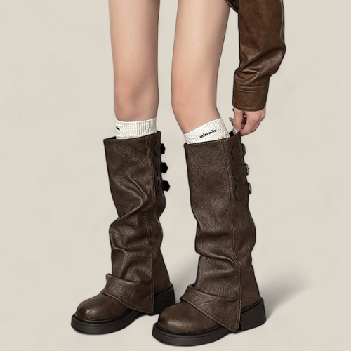 Brown Ruched, Versatile Street Style Design with a Bold and Edgy Western Fashion Vibe