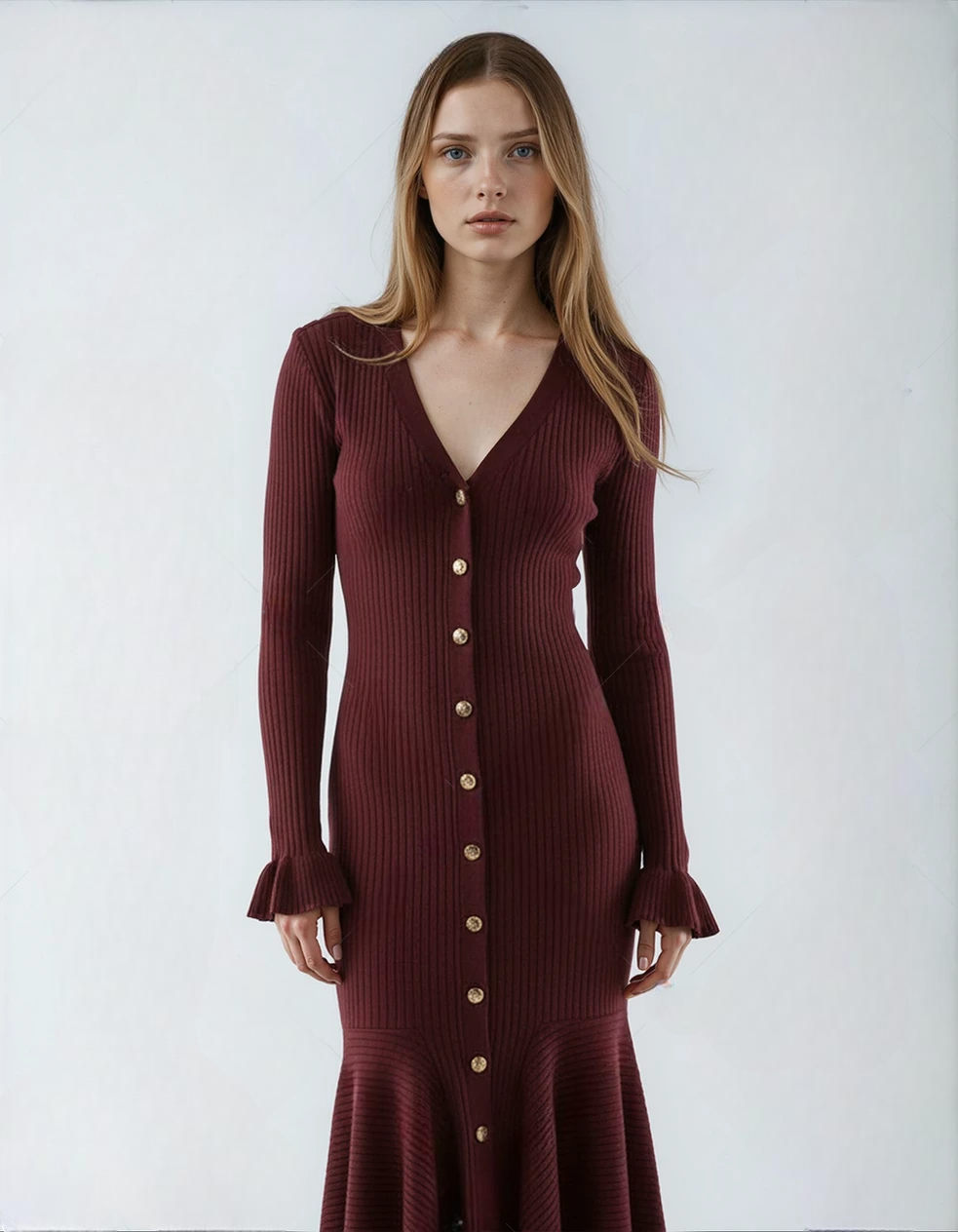 Fall French Elegant V-Neck Slim Fit Dress with Glitter Thread
