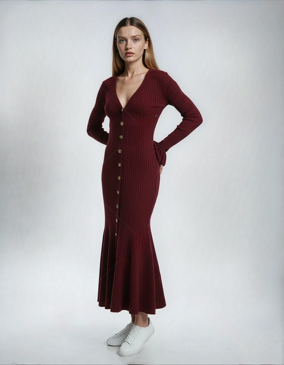 Fall French Elegant V-Neck Slim Fit Dress with Glitter Thread