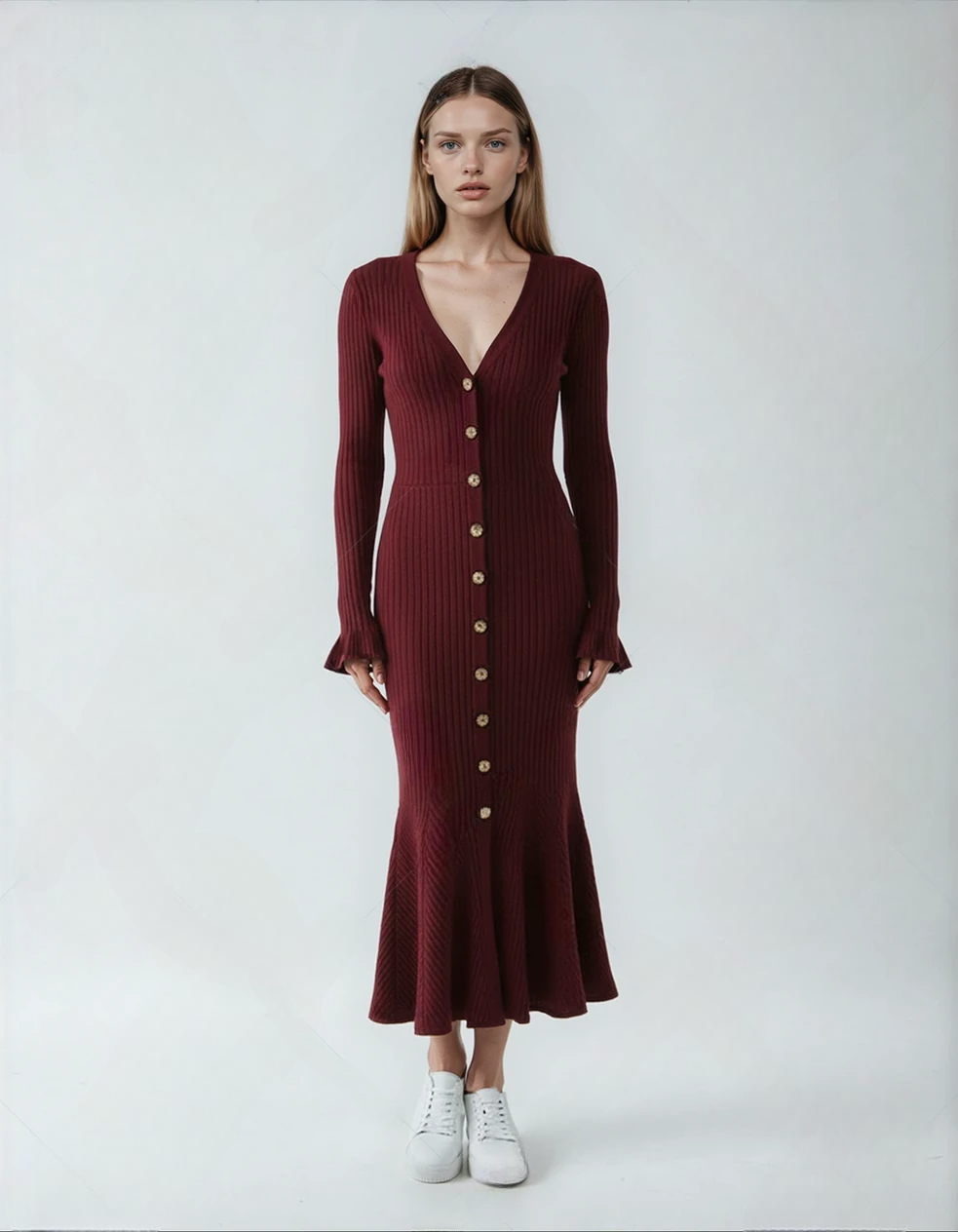 Fall French Elegant V-Neck Slim Fit Dress with Glitter Thread