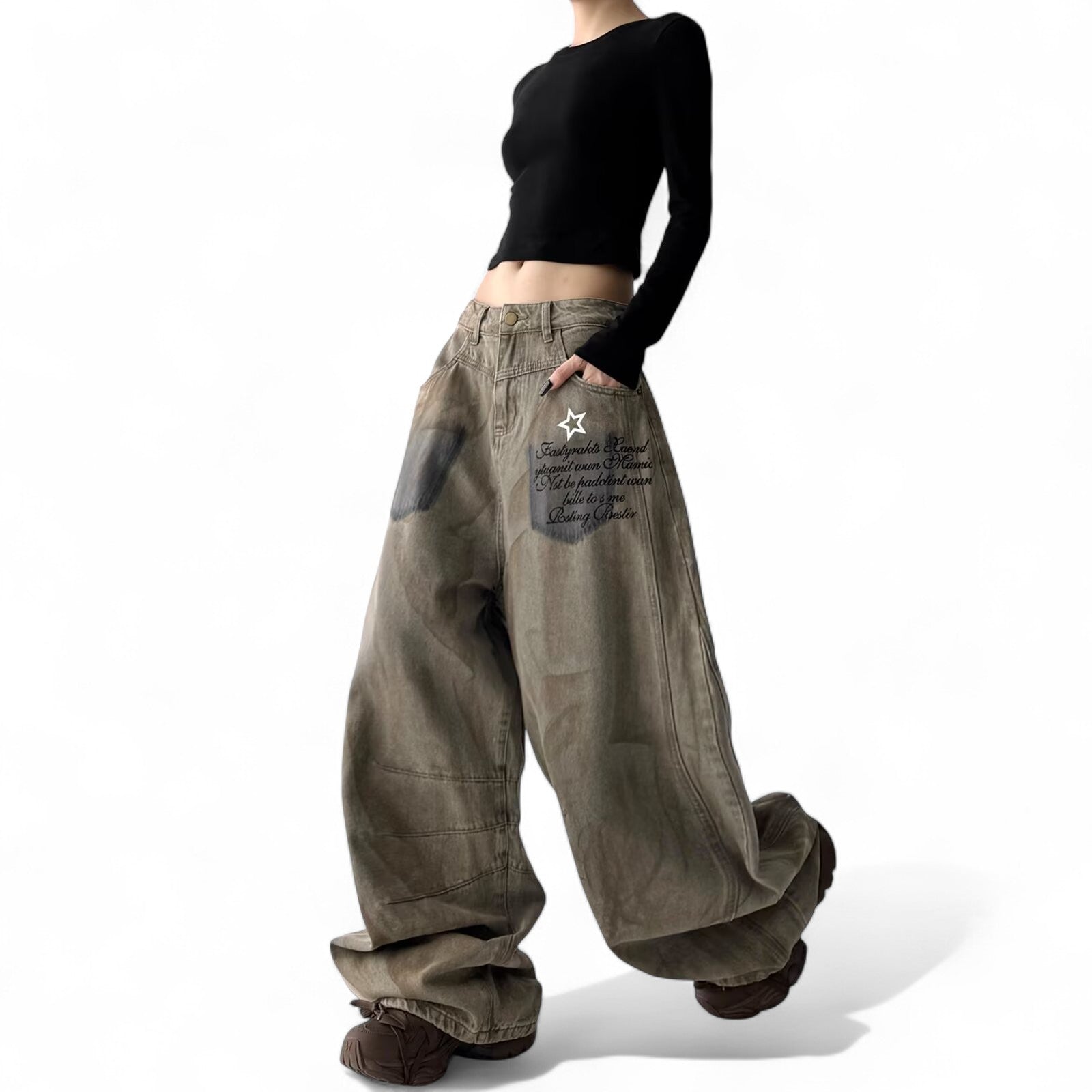 dirty dye printed jeans