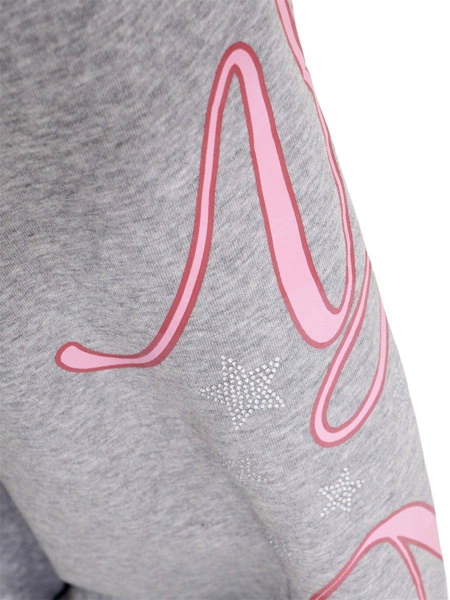 Y2K Grey Letter Star Hot Diamond Sweatpants