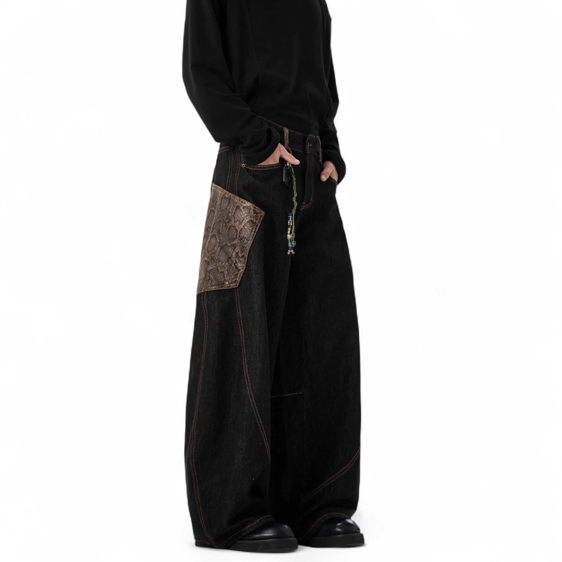 Wide-Leg Snakeskin Pants