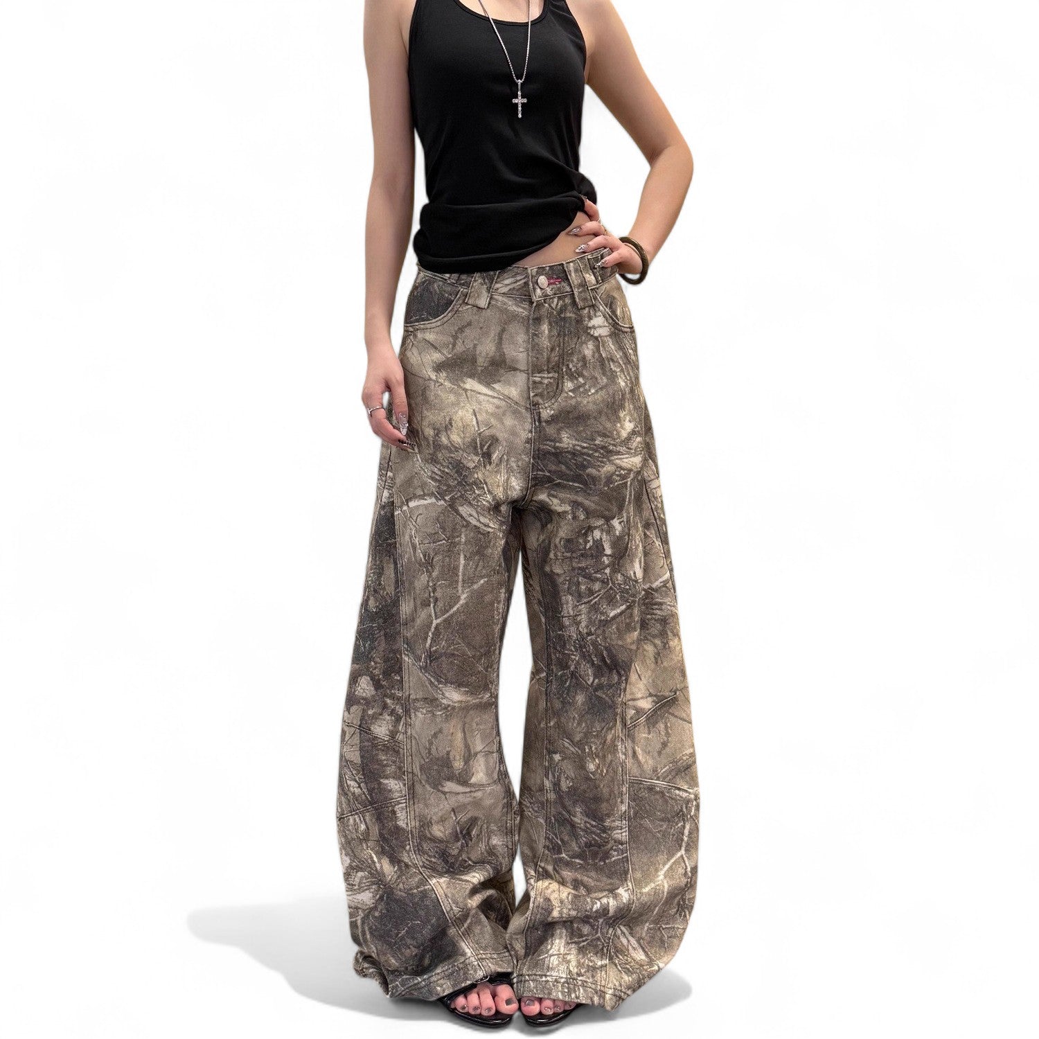 Vintage washed camouflage pants