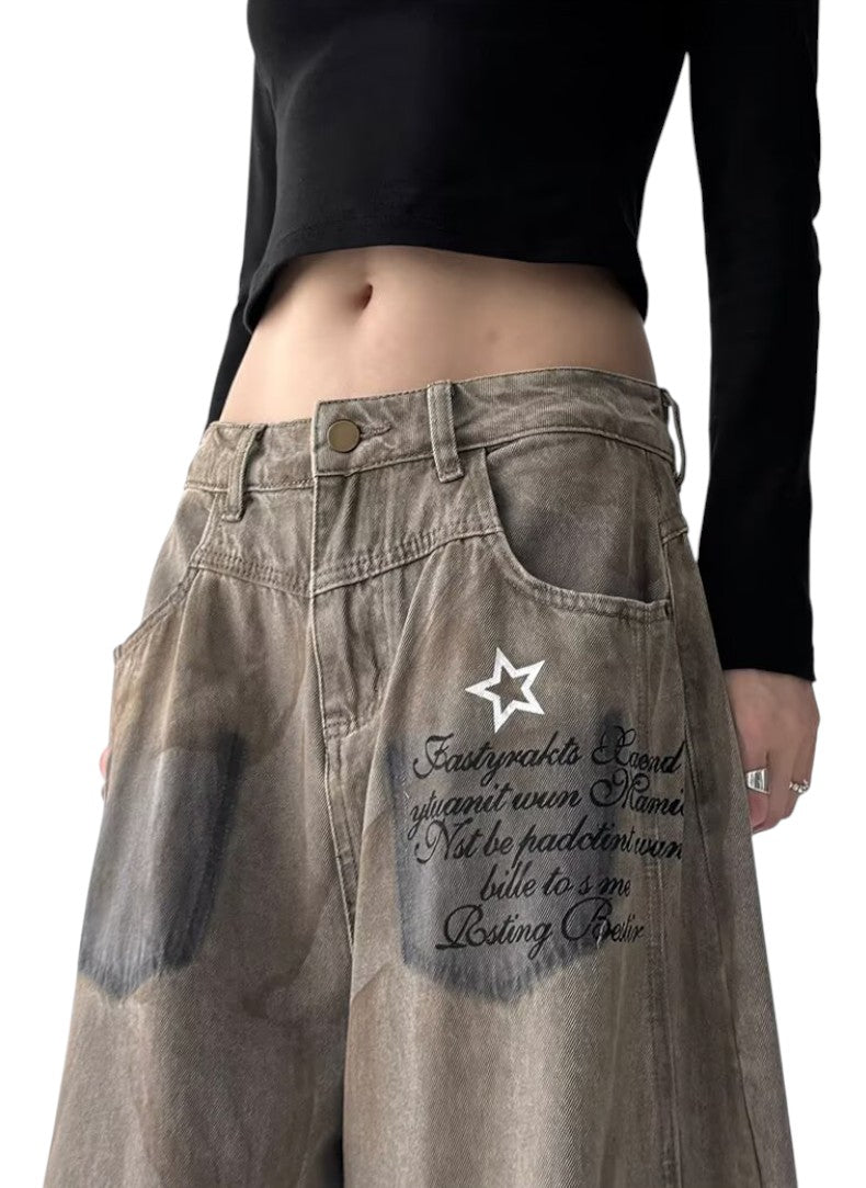 dirty dye printed jeans