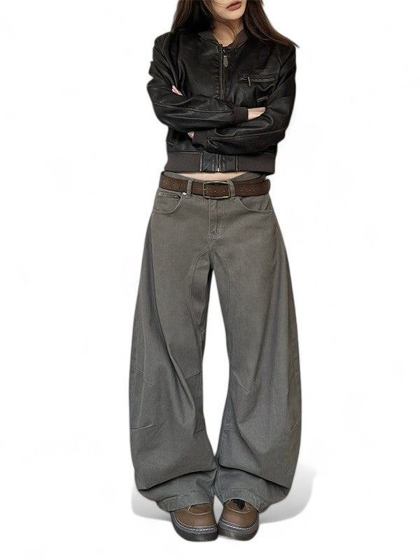 vintage pleated versatile loose pants