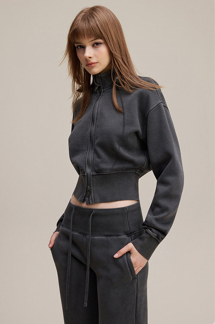 Premium Quality Anthracite Street Style Trendy Slight Flared Slim-Fit LULU Track Suit