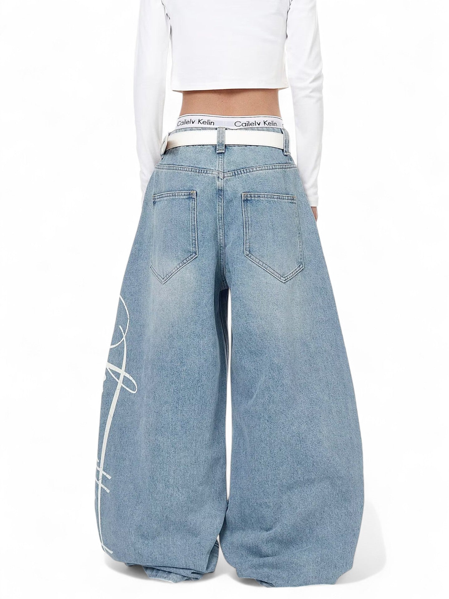 hot girl side printed jeans