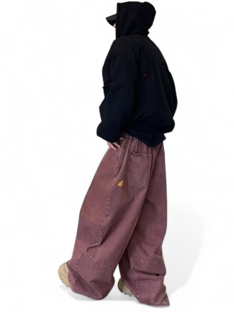 Flame Embroidered Silhouette Jeans