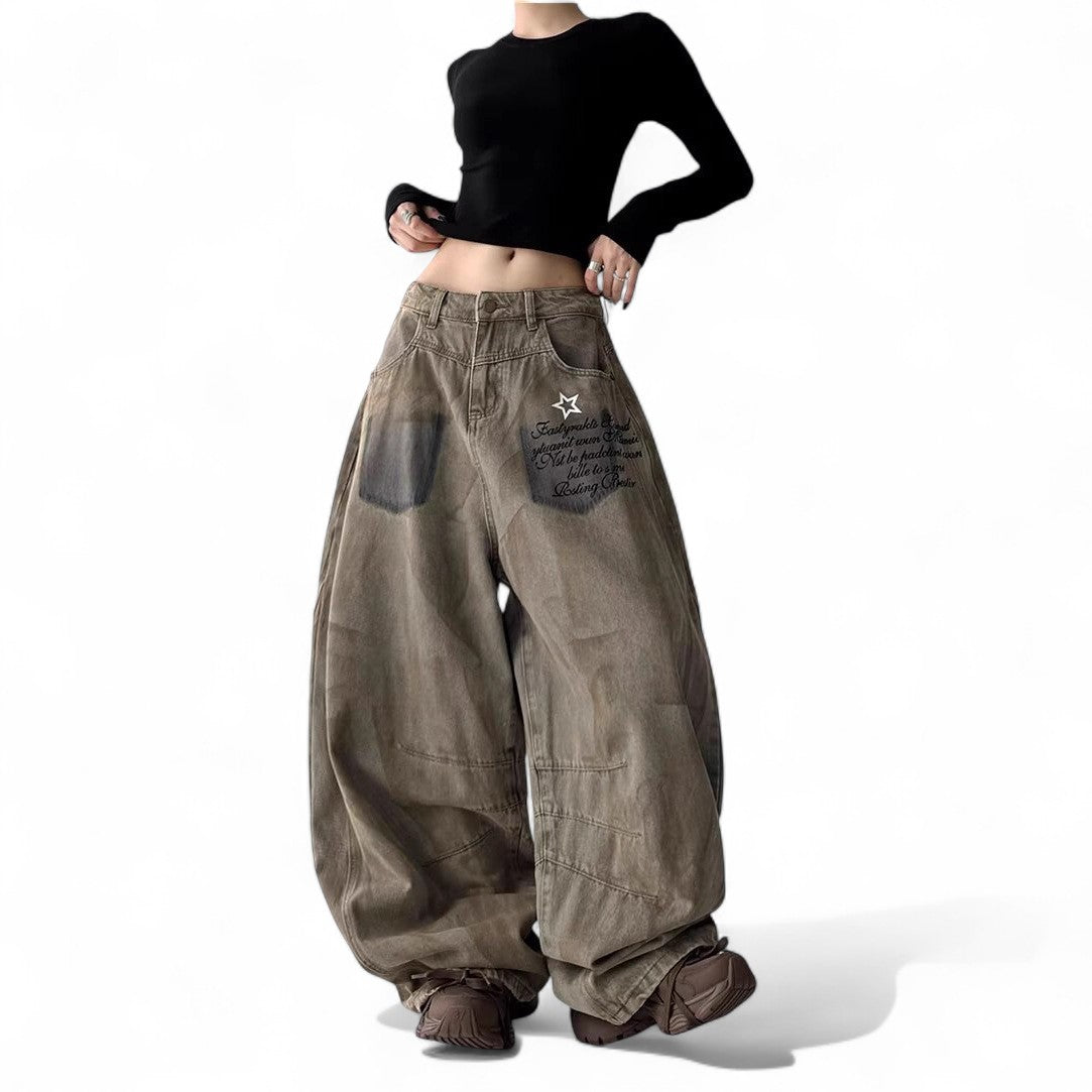 dirty dye printed jeans