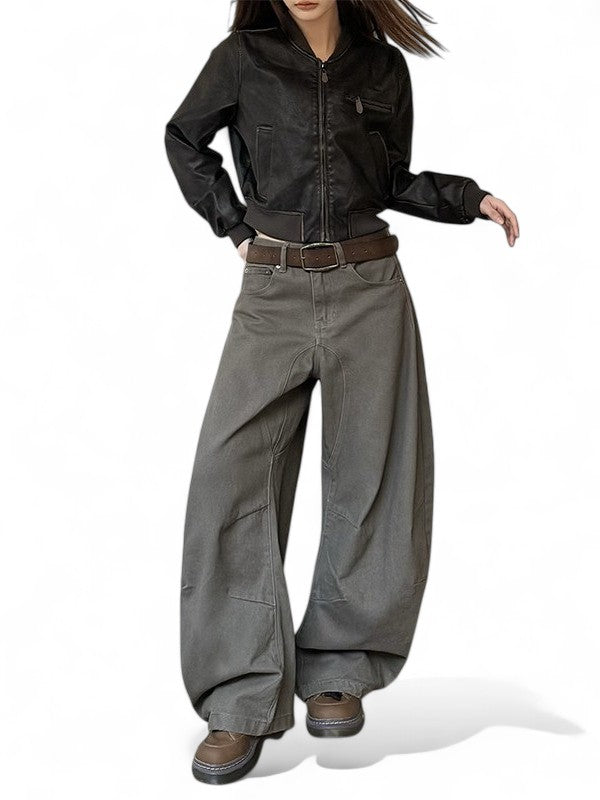 vintage pleated versatile loose pants