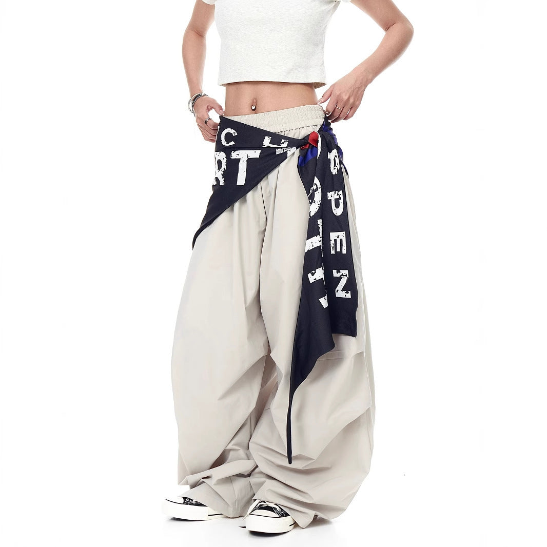 Women's Street Baggy Cargo Pants with Bandana Detail
