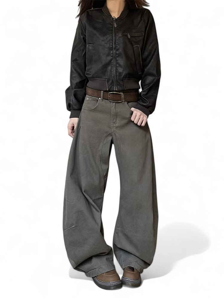 vintage pleated versatile loose pants