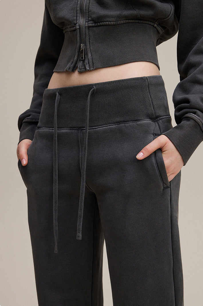 Premium Quality Anthracite Street Style Trendy Slight Flared Slim-Fit LULU Track Suit