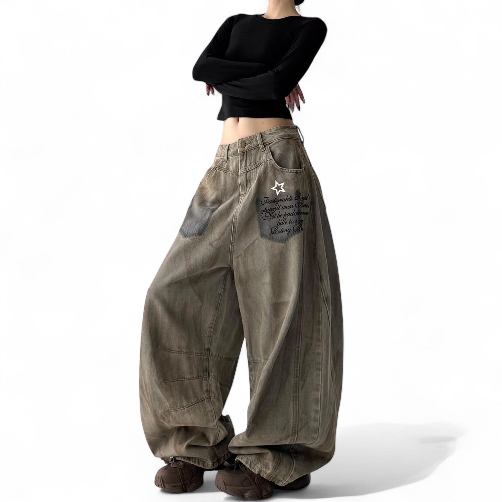 dirty dye printed jeans