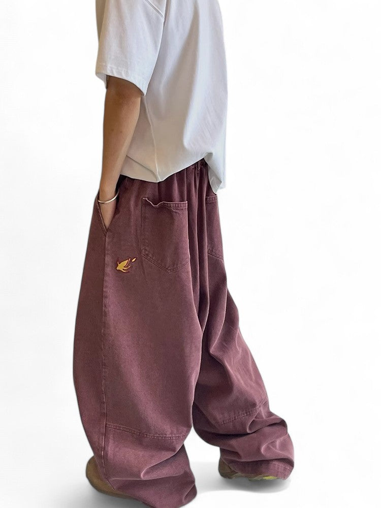 Flame Embroidered Silhouette Jeans