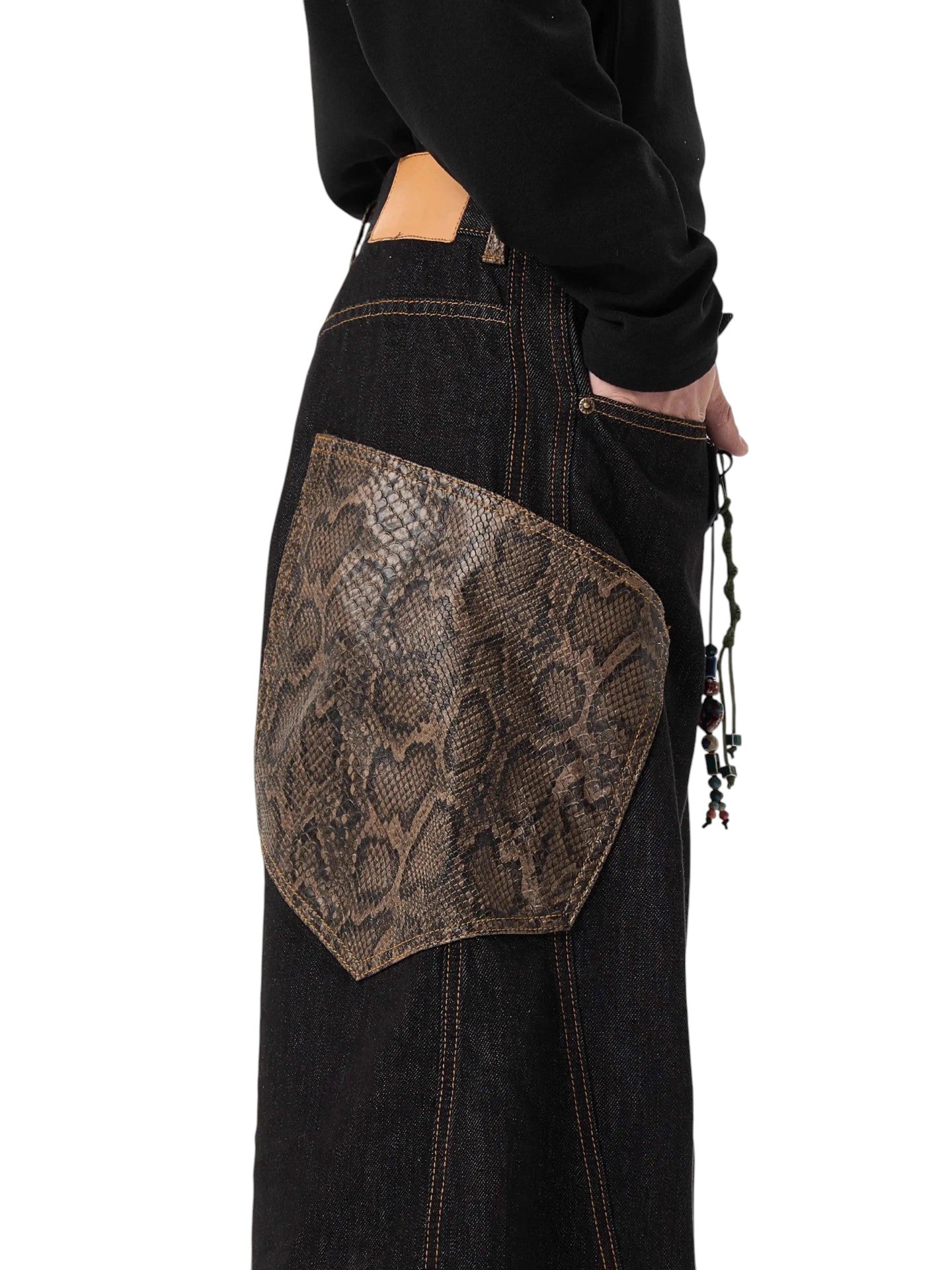 Wide-Leg Snakeskin Pants