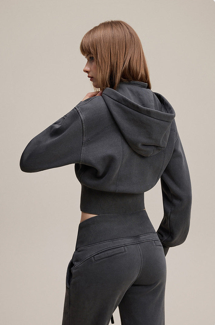 Premium Quality Anthracite Street Style Trendy Slight Flared Slim-Fit LULU Track Suit