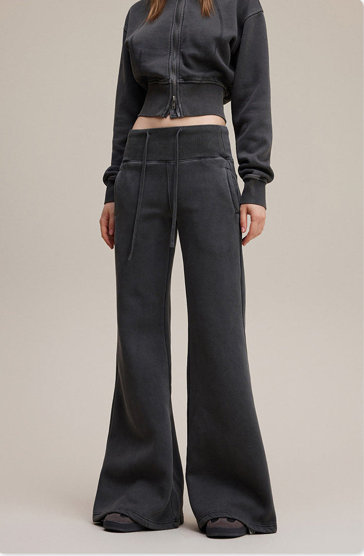 Premium Quality Anthracite Street Style Trendy Slight Flared Slim-Fit LULU Track Suit