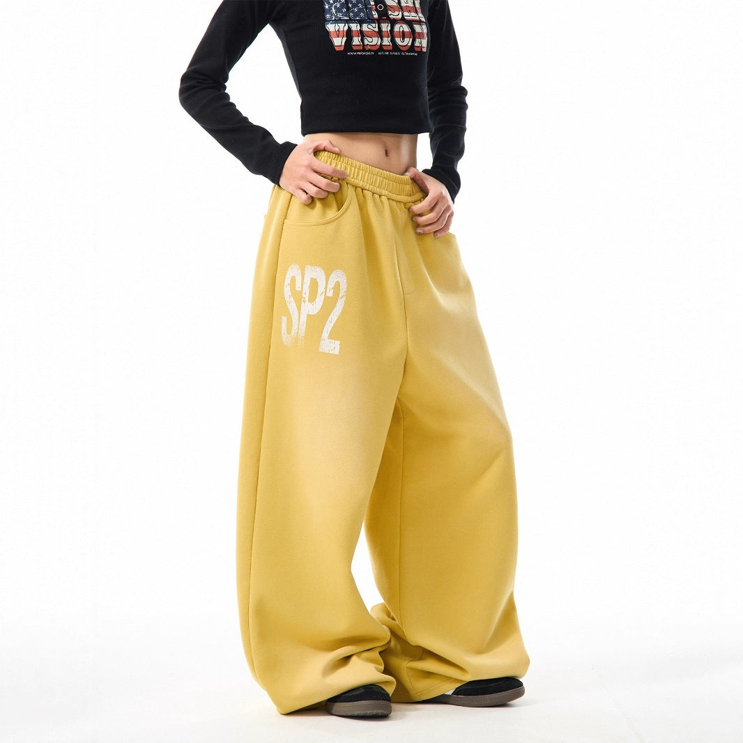 casual sports straight wide-leg pants