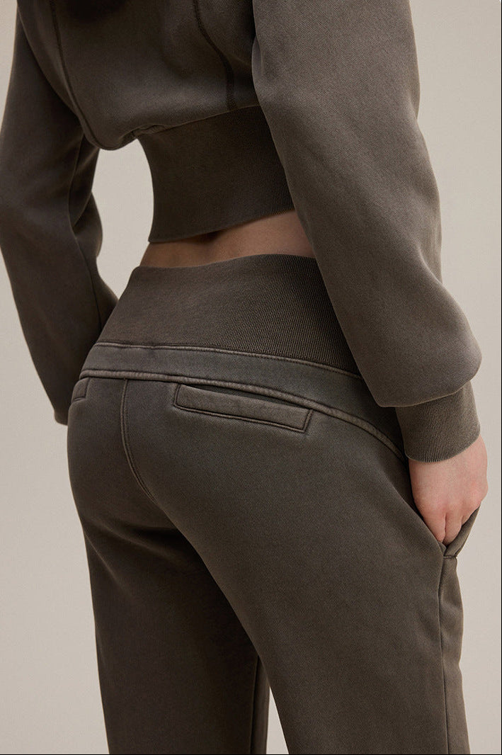 Premium Quality Brown Street Style Trendy Slight Flared Slim-Fit LULU Track Suit