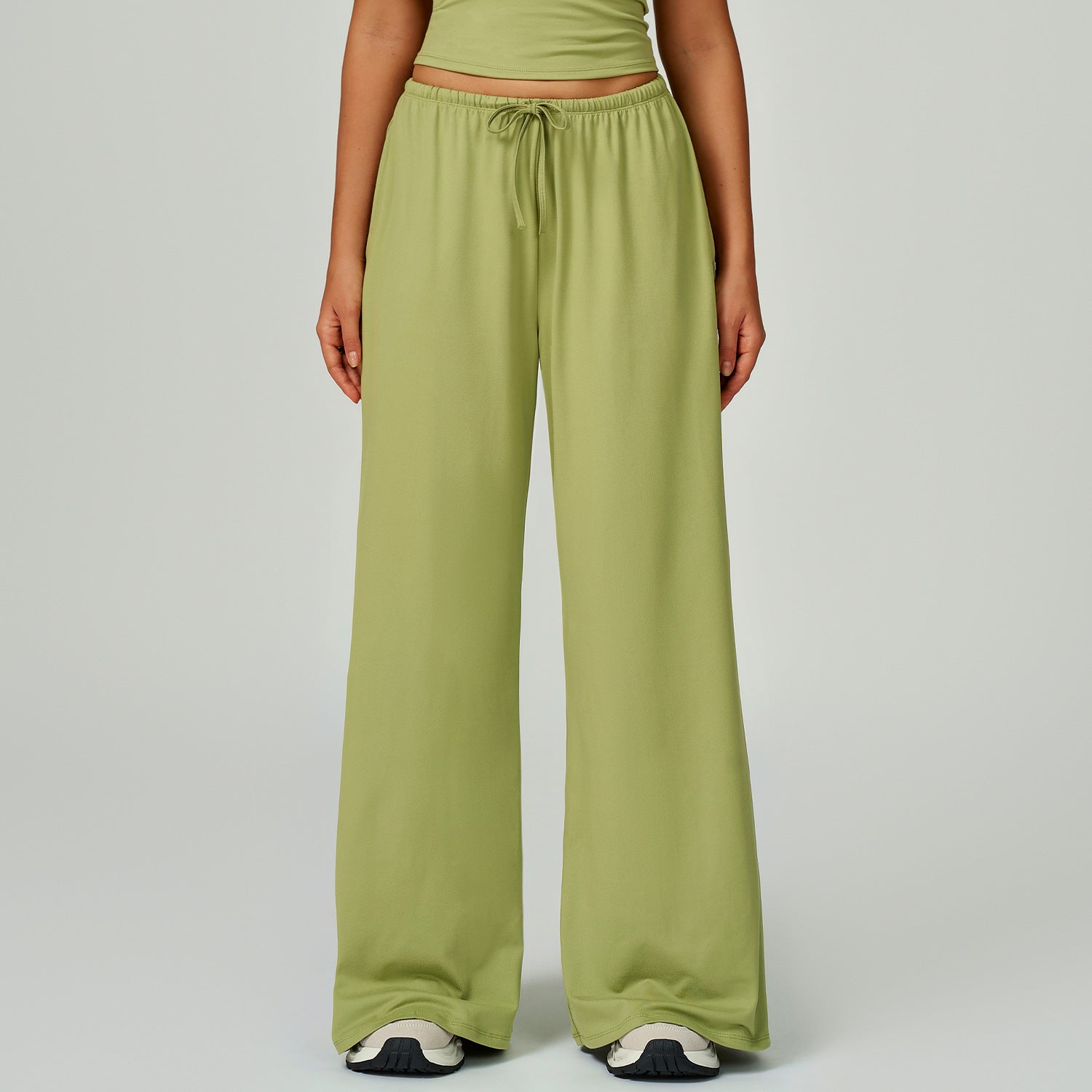Brushed Wide-Leg Drawstring Trousers – Loose Fit, Draped Pants