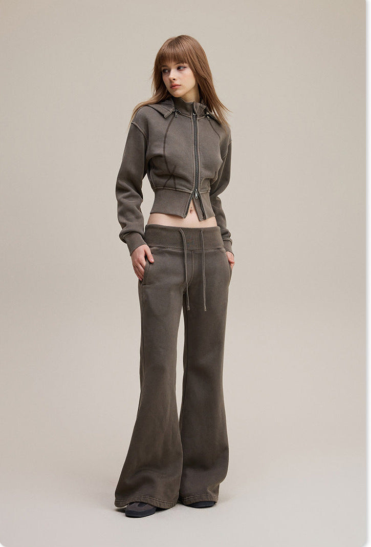 Premium Quality Brown Street Style Trendy Slight Flared Slim-Fit LULU Track Suit