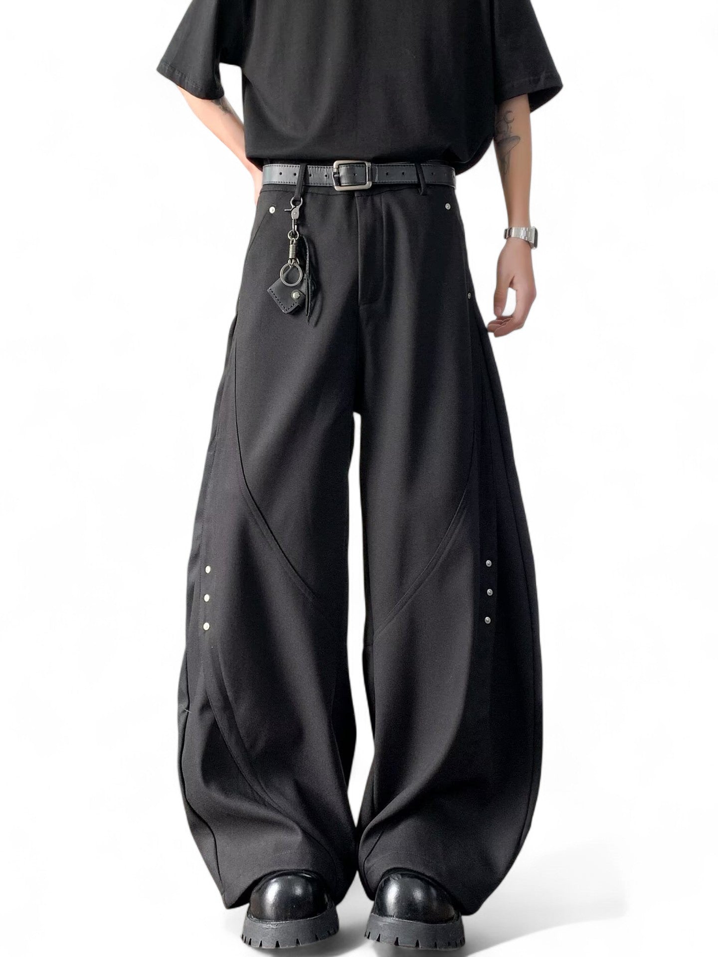 draped casual loose wide-leg cleanfit pants