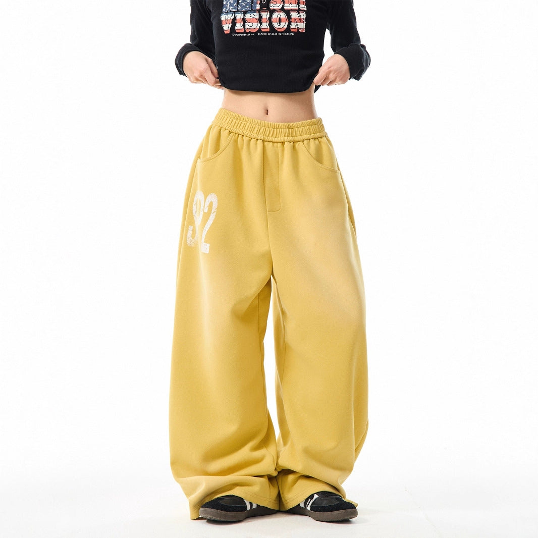 casual sports straight wide-leg pants