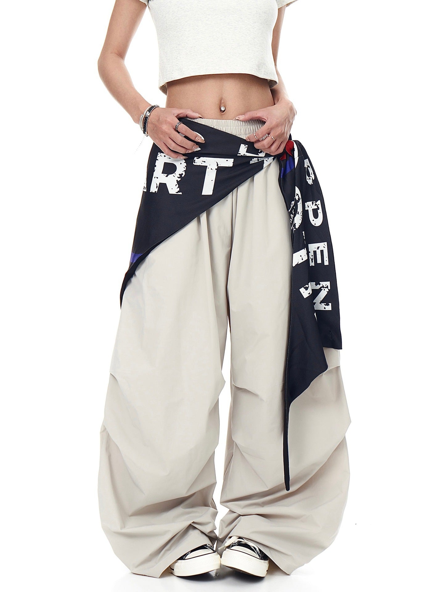 Women's Street Baggy Cargo Pants with Bandana Detail