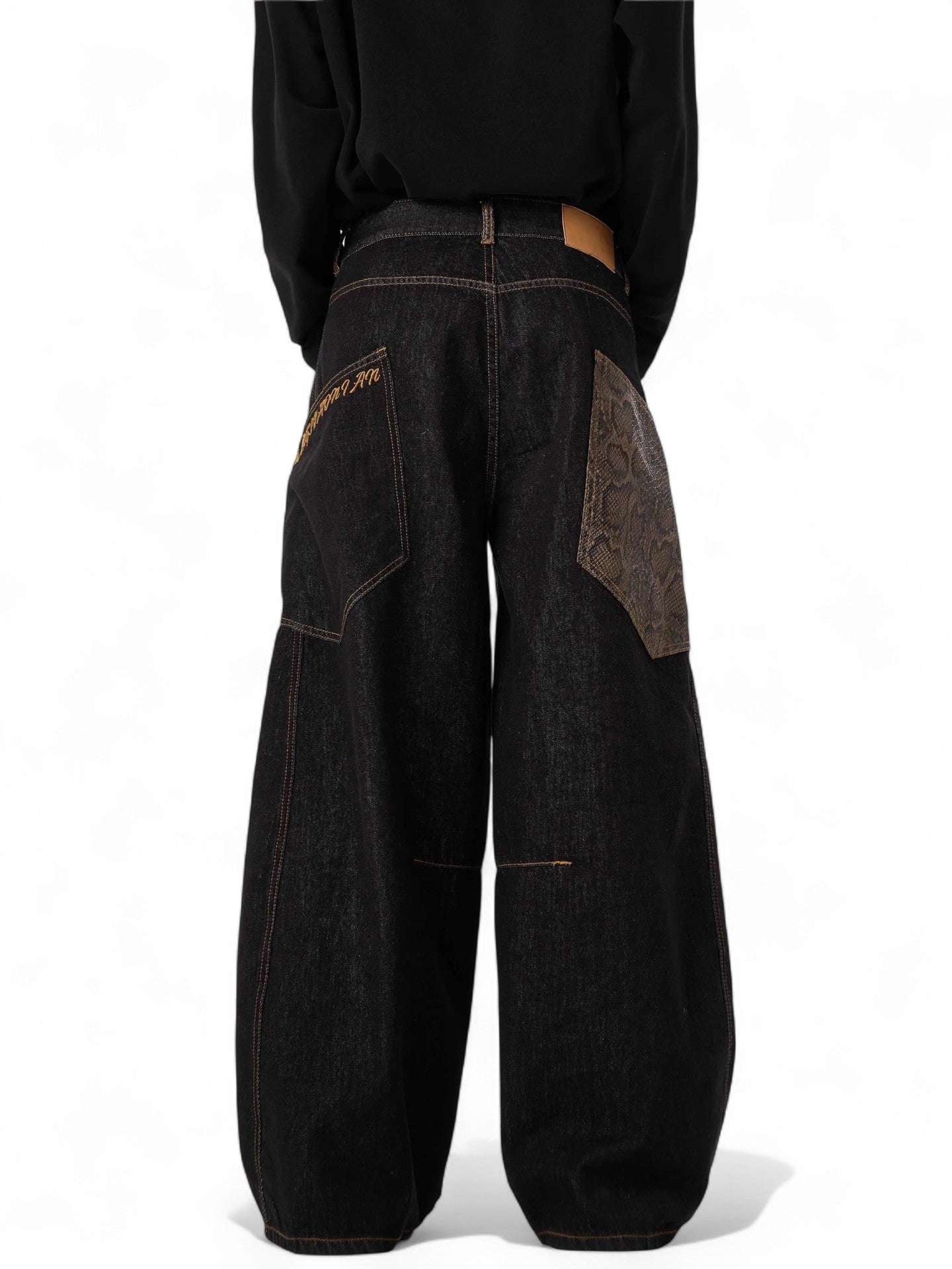 Wide-Leg Snakeskin Pants