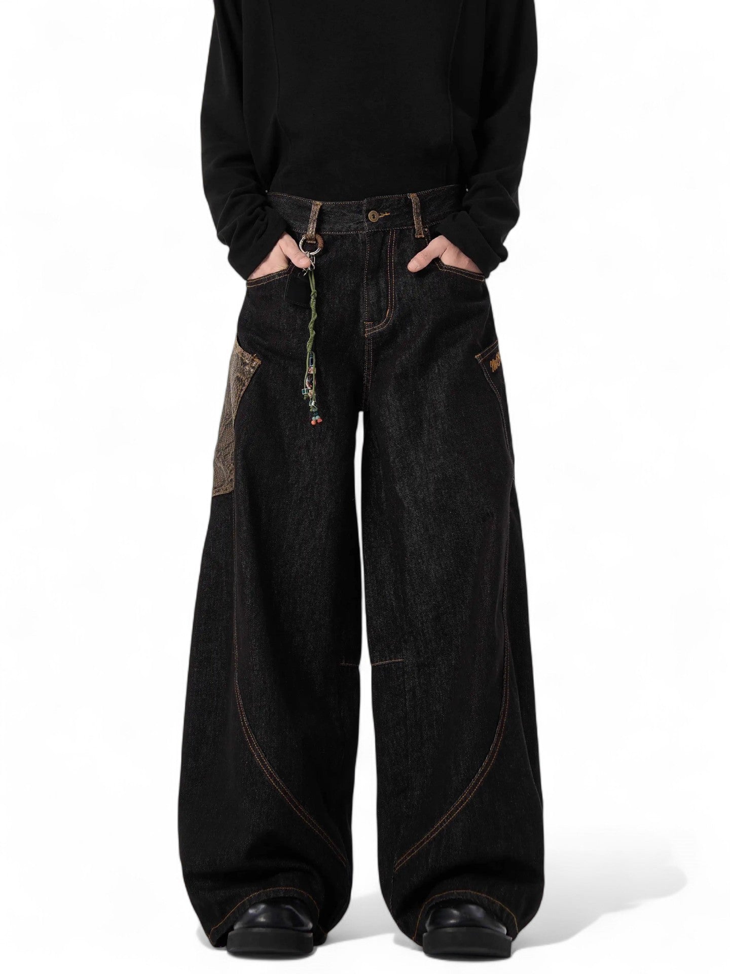 Wide-Leg Snakeskin Pants