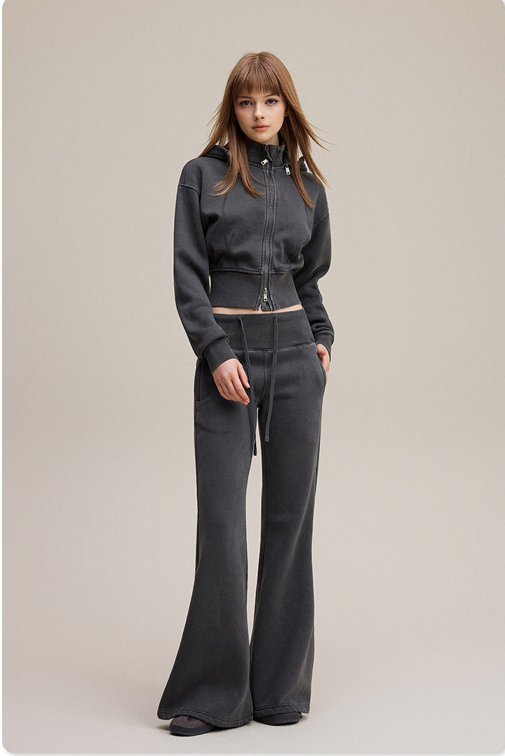 Premium Quality Anthracite Street Style Trendy Slight Flared Slim-Fit LULU Track Suit