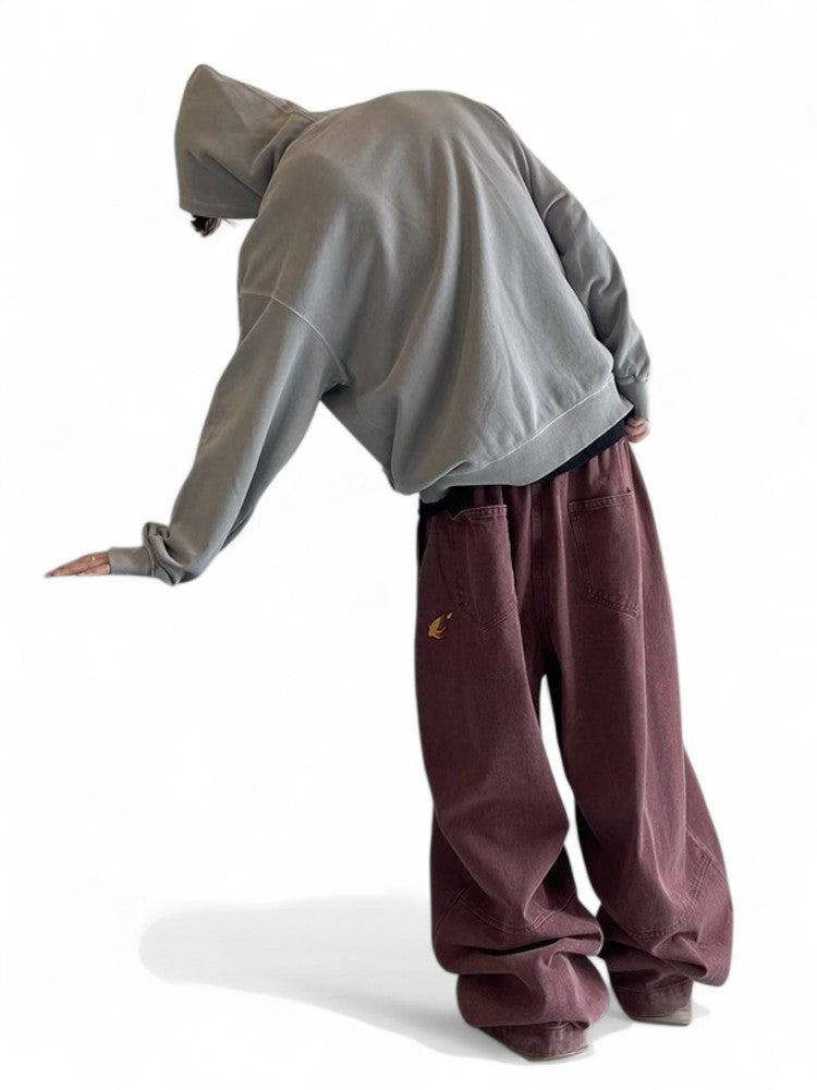 Flame Embroidered Silhouette Jeans