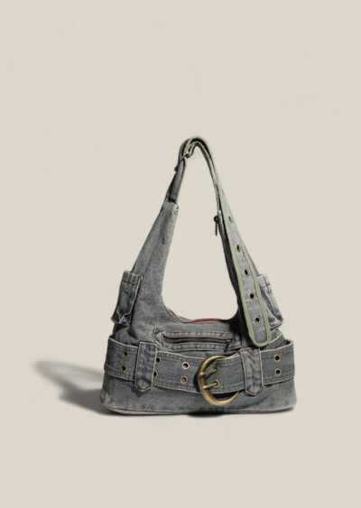 Y2K Washed Denim Shoulder Bag